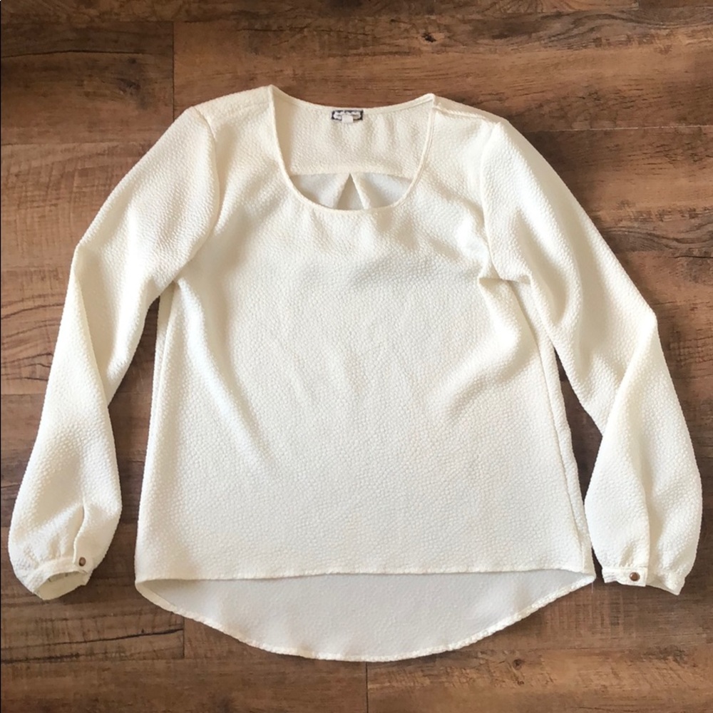 Off white balloon sleeve crepe blouse
